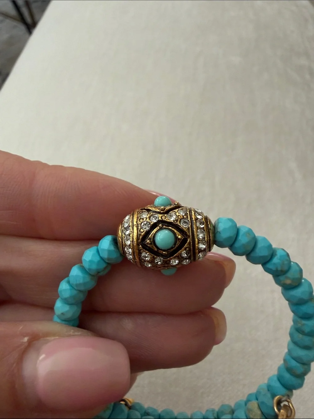 Linda Levinson Designs Turquoise Beaded Evil Eye Wrap Bracelet
